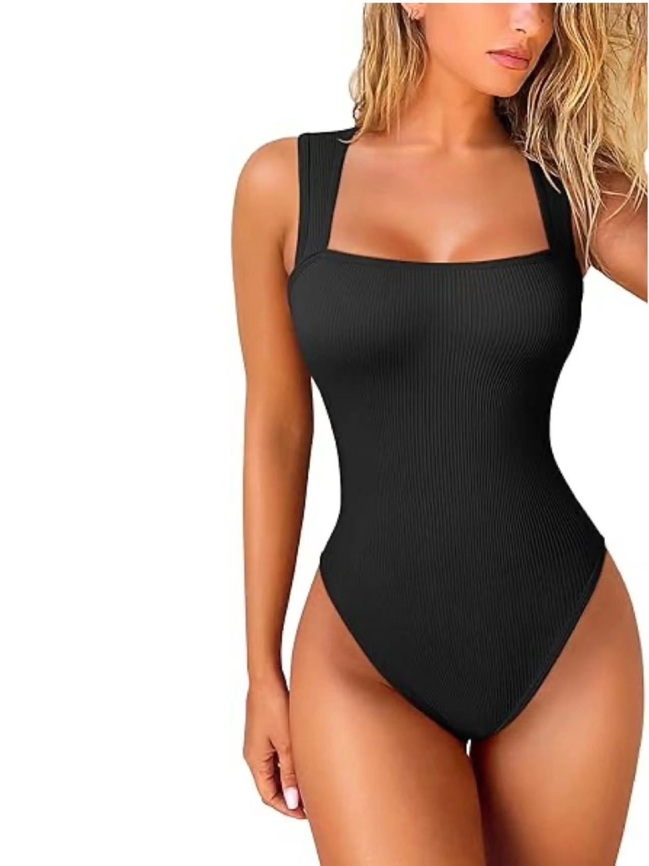 Durable Sexy Rib Square Collar Sleeveless Vests