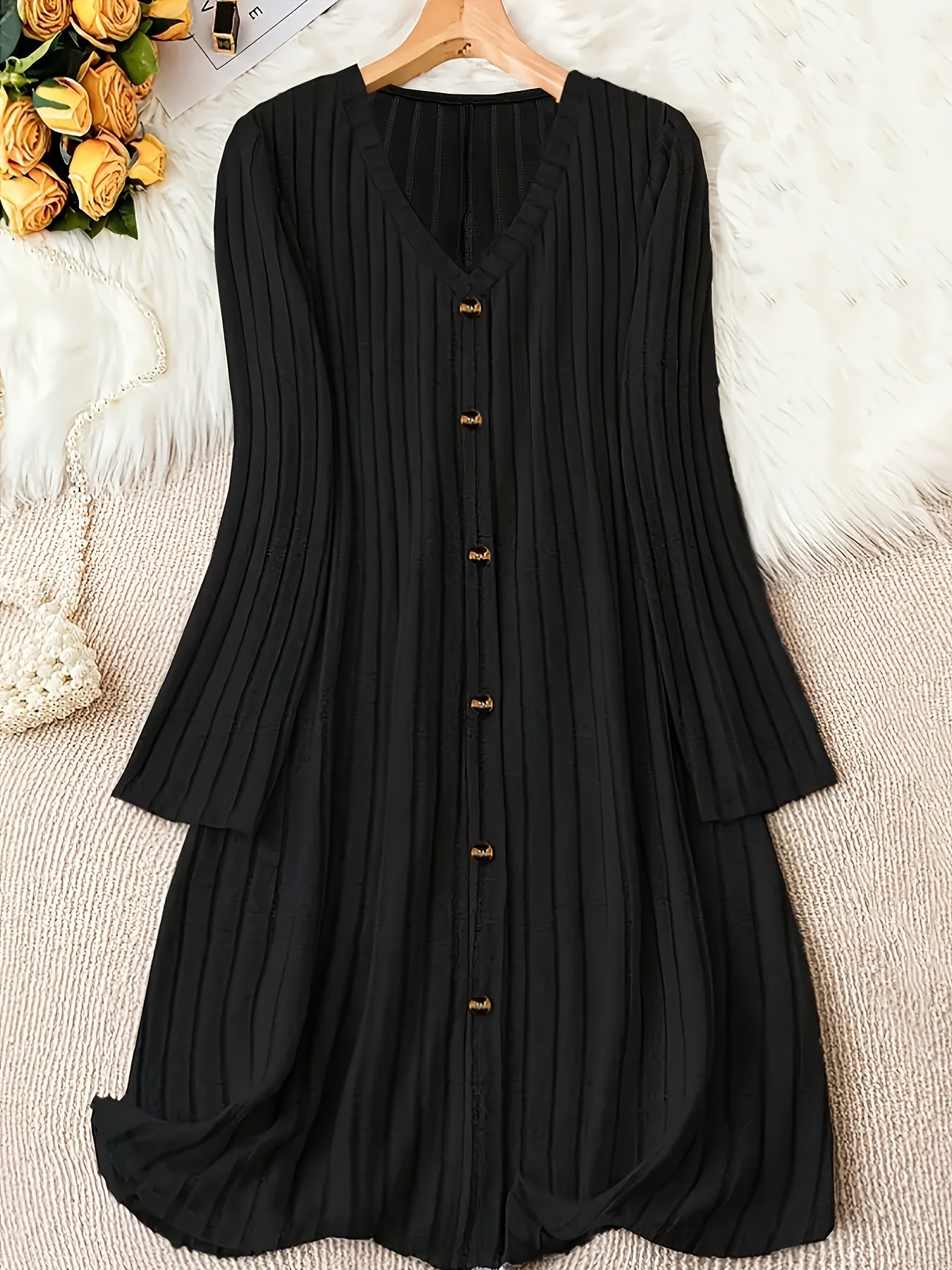 Elegant Inner Match Knitted Style Sunken Dress