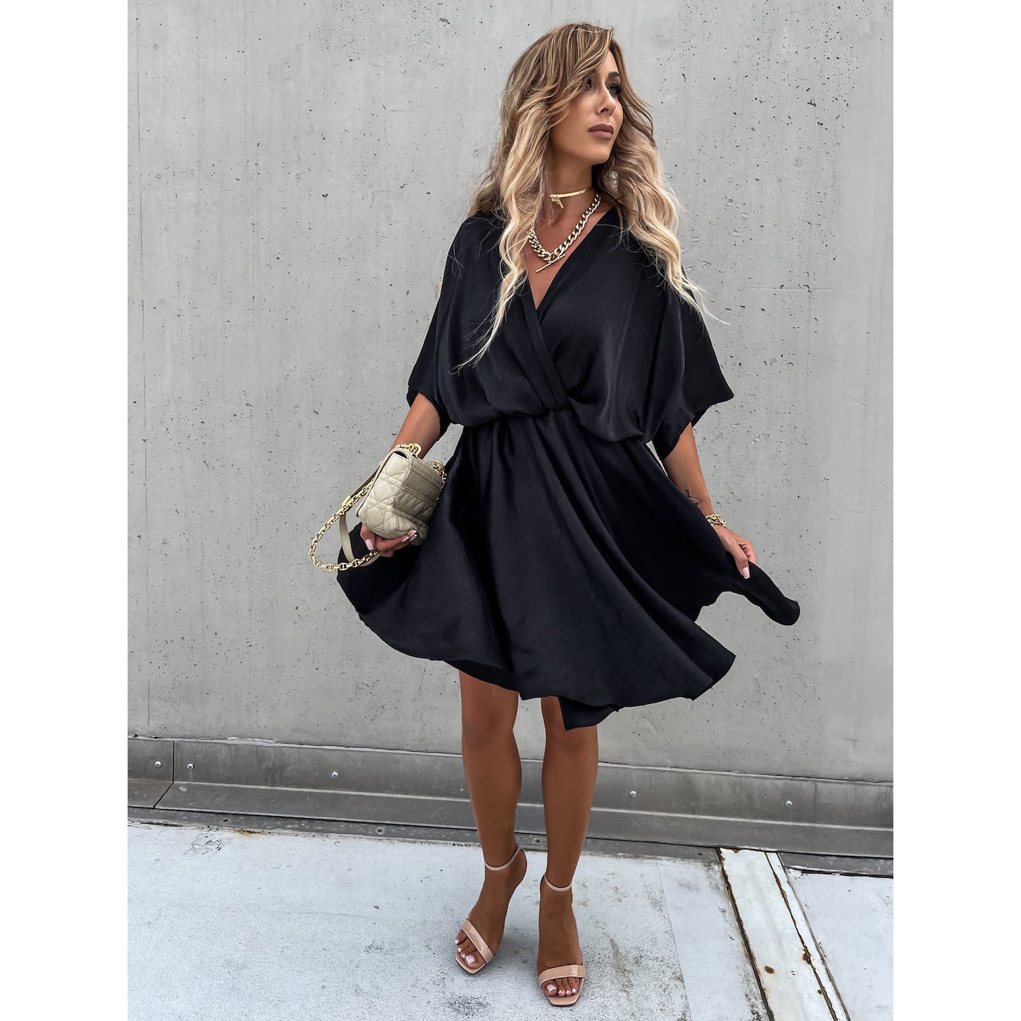 Women's Loose Satin Dress Casual Holiday Dresses