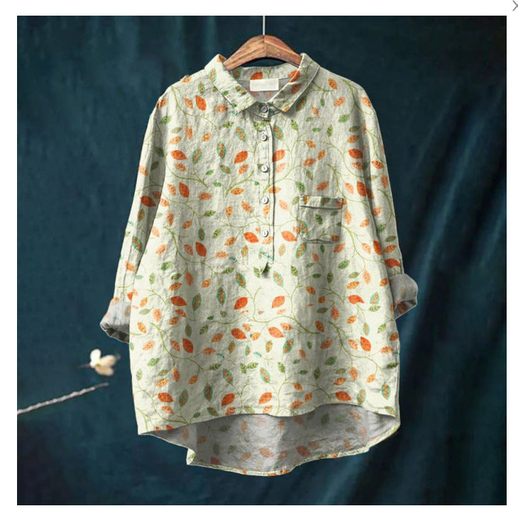 Women's Summer Loose Print Crew Neck Casual Plus Size