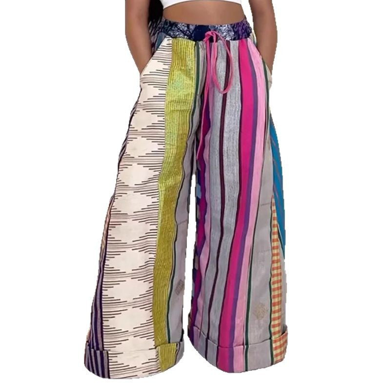 Women's Fashion Casual Printing Wide Leg Nipped Pants