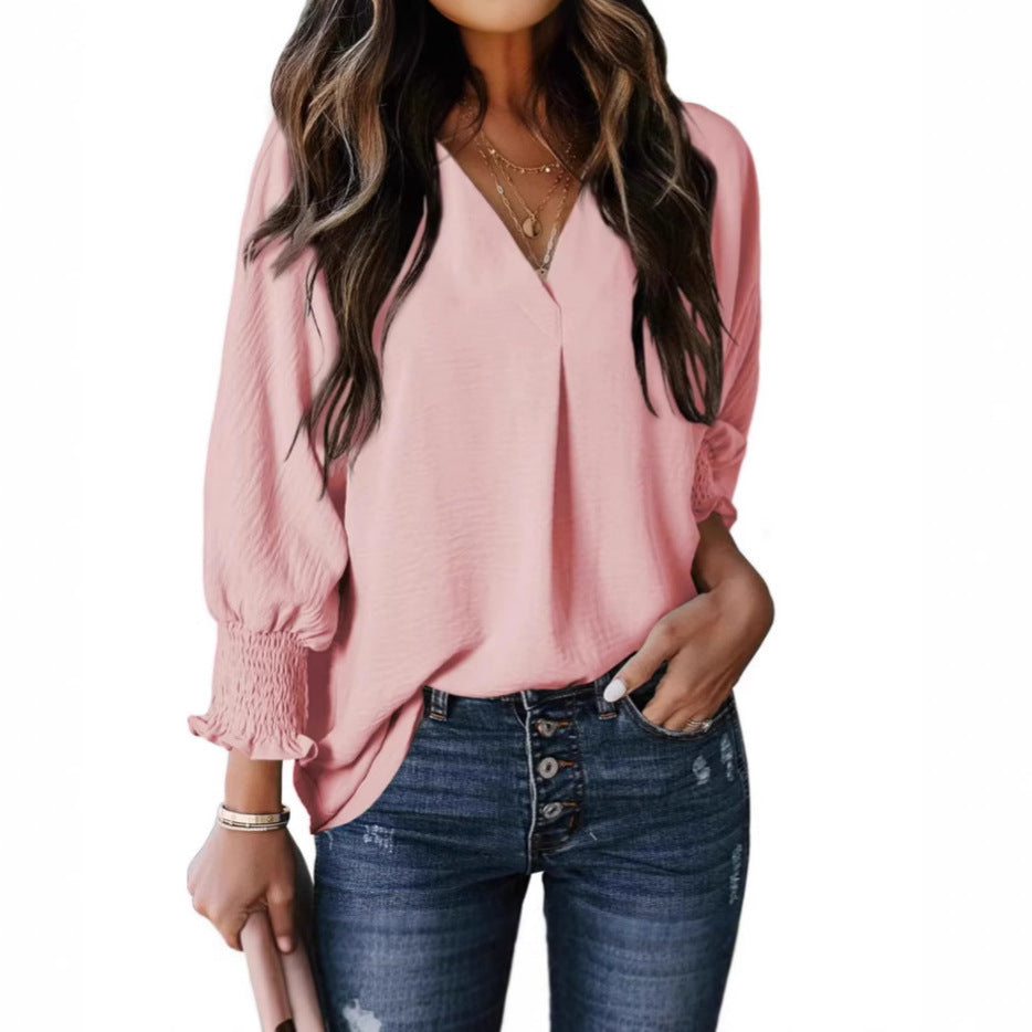 Women's Casual Long Sleeve Loose Shirt T-shirt Blouses