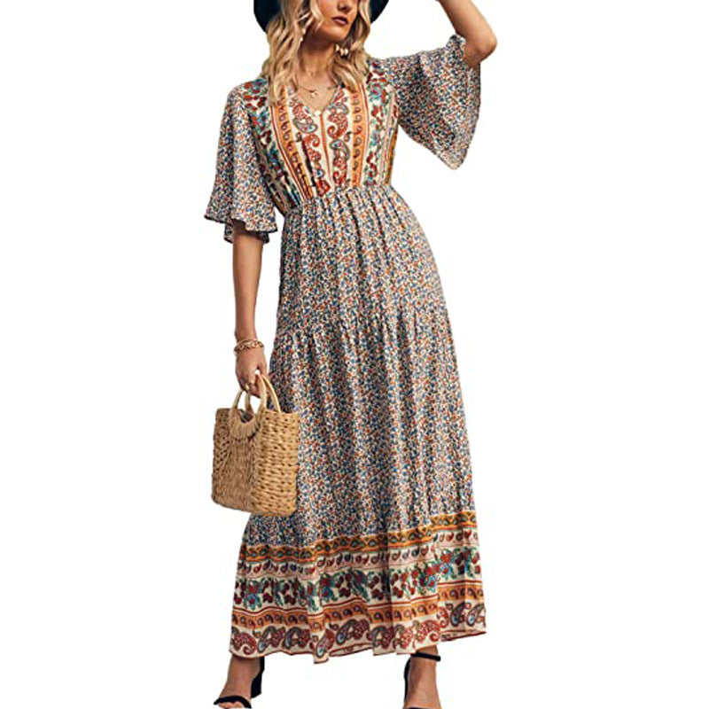 Women's Summer Bohemian Dress Beach Vacation Large Dresses