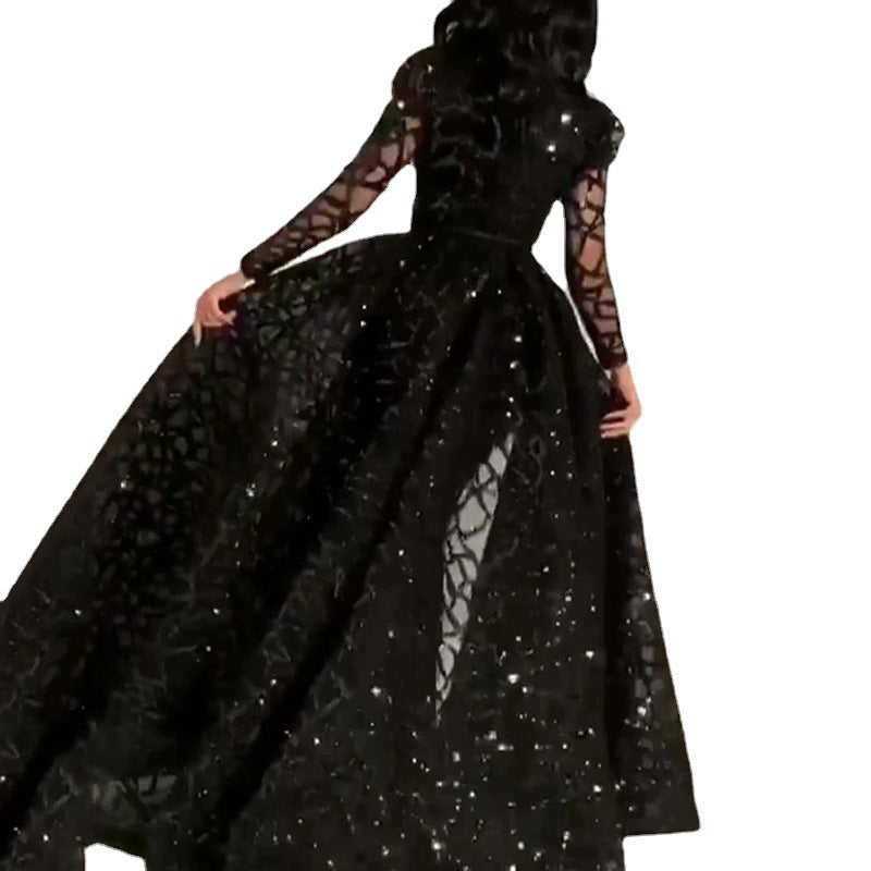 Women's Dress Long Sleeve Gold Maxi Formal Wedding Dresses