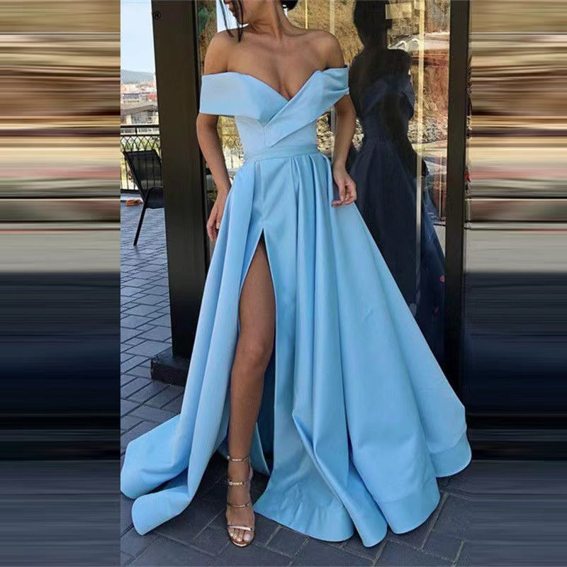 Women's Classic Dress Summer Deep Satin Evening Dresses