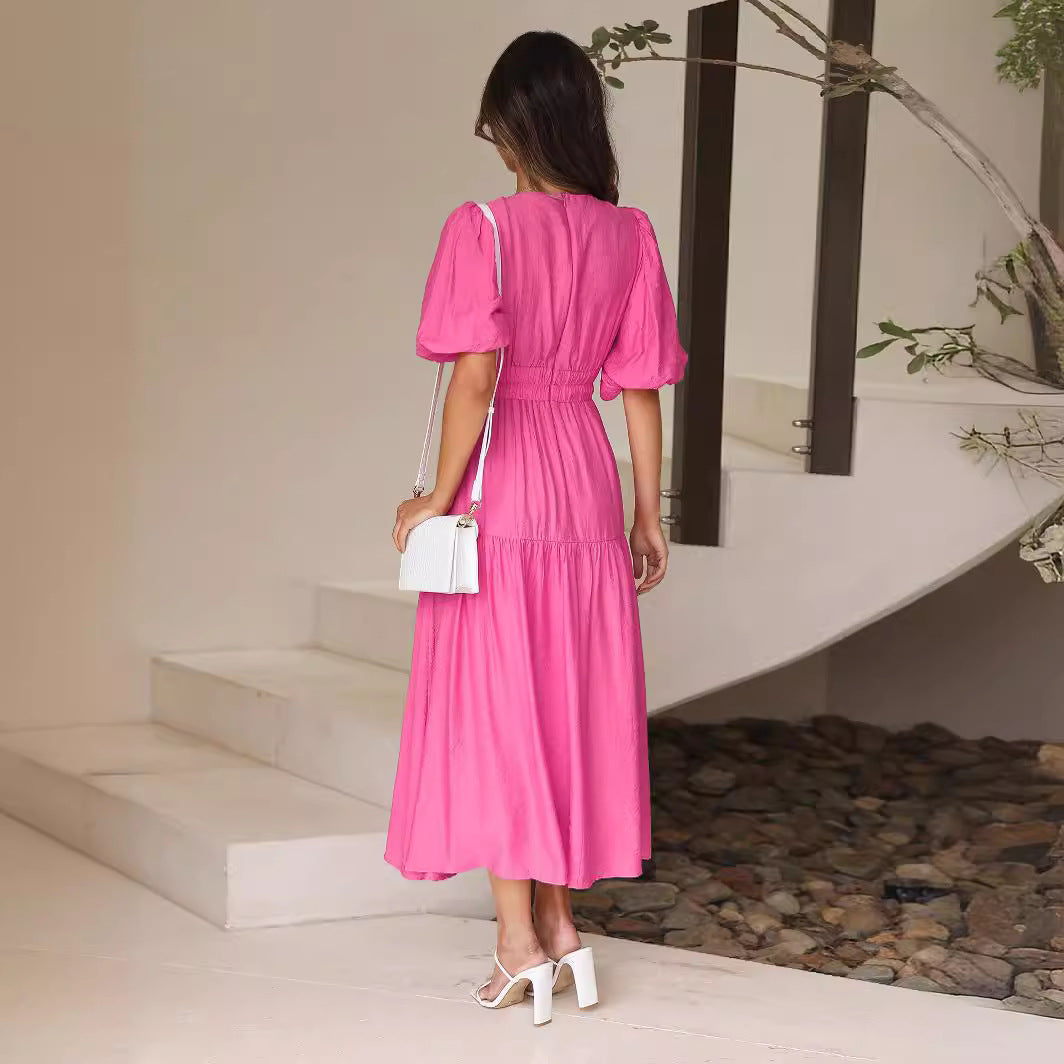 Women's Dress High-grade Long Ruffled Lantern Sleeves Dresses