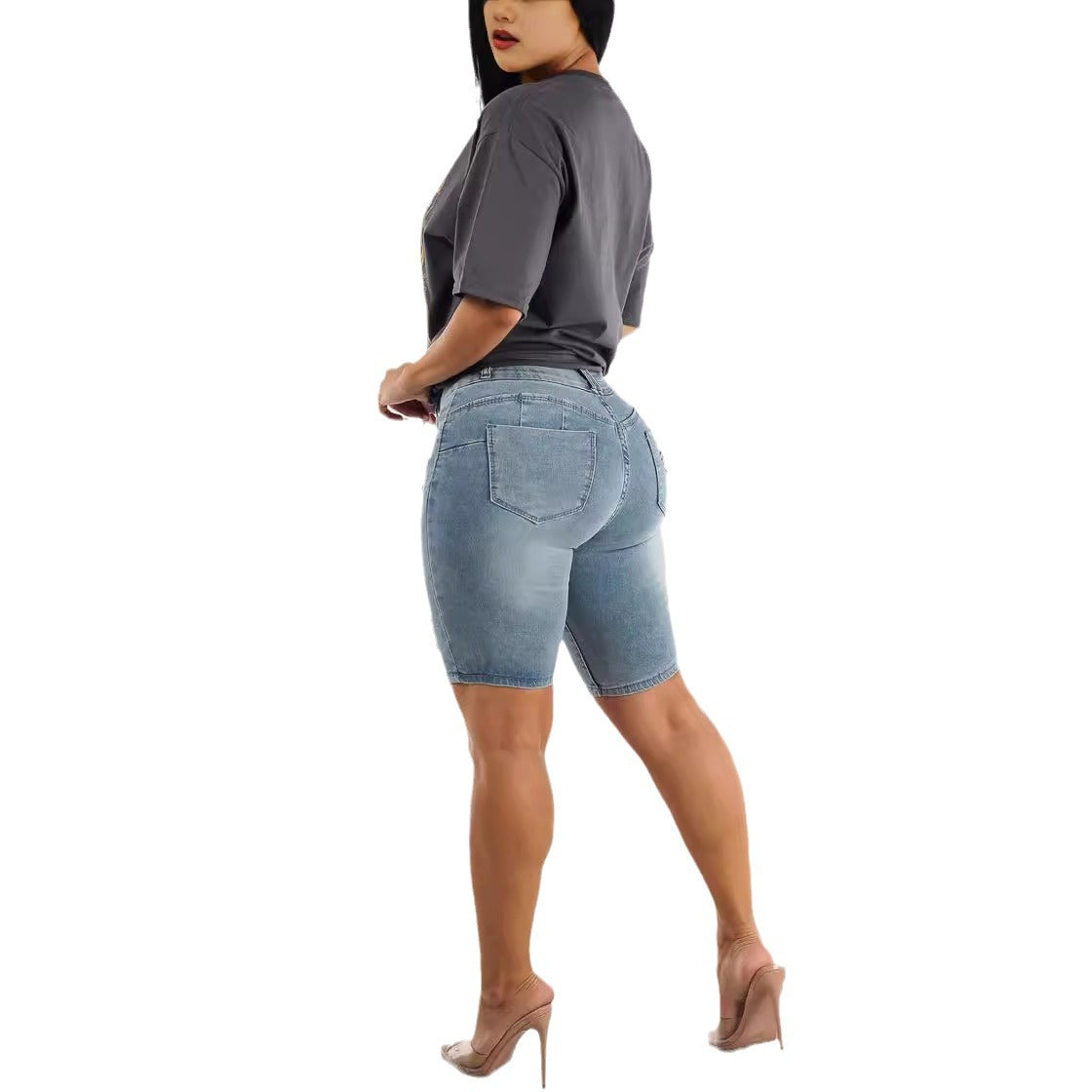 Women's Waist Ripped Denim Elastic Slimming Slim Fit Jeans