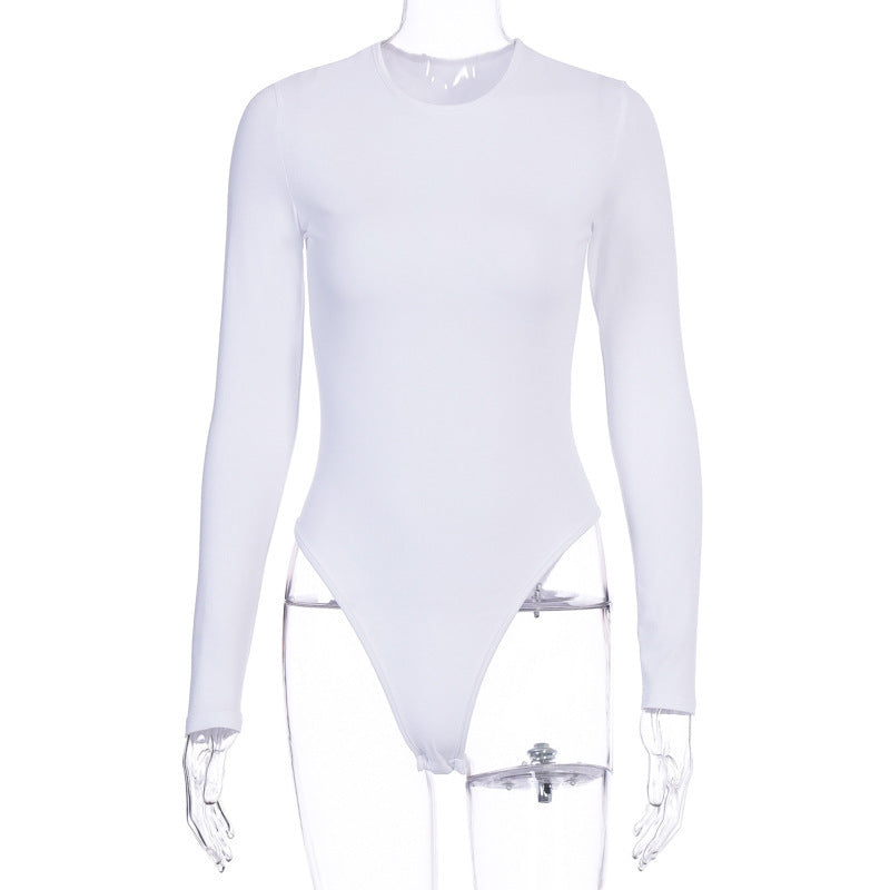 Women's Tight Bottoming Round Neck Long Sleeve Jumpsuits