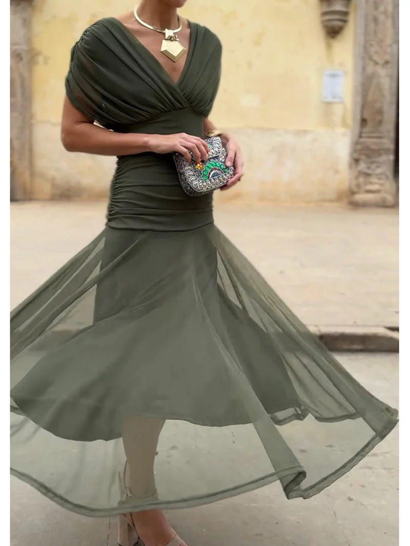 Women's Slouchy Chiffon Design Dress Lined Dresses