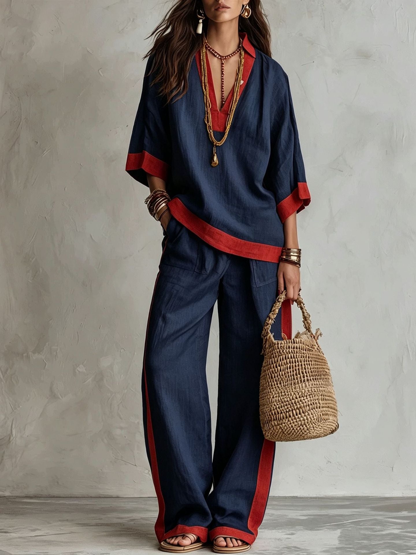 Women's Early Autumn Temperament Commute Contrast Color Fashion Casual Suit