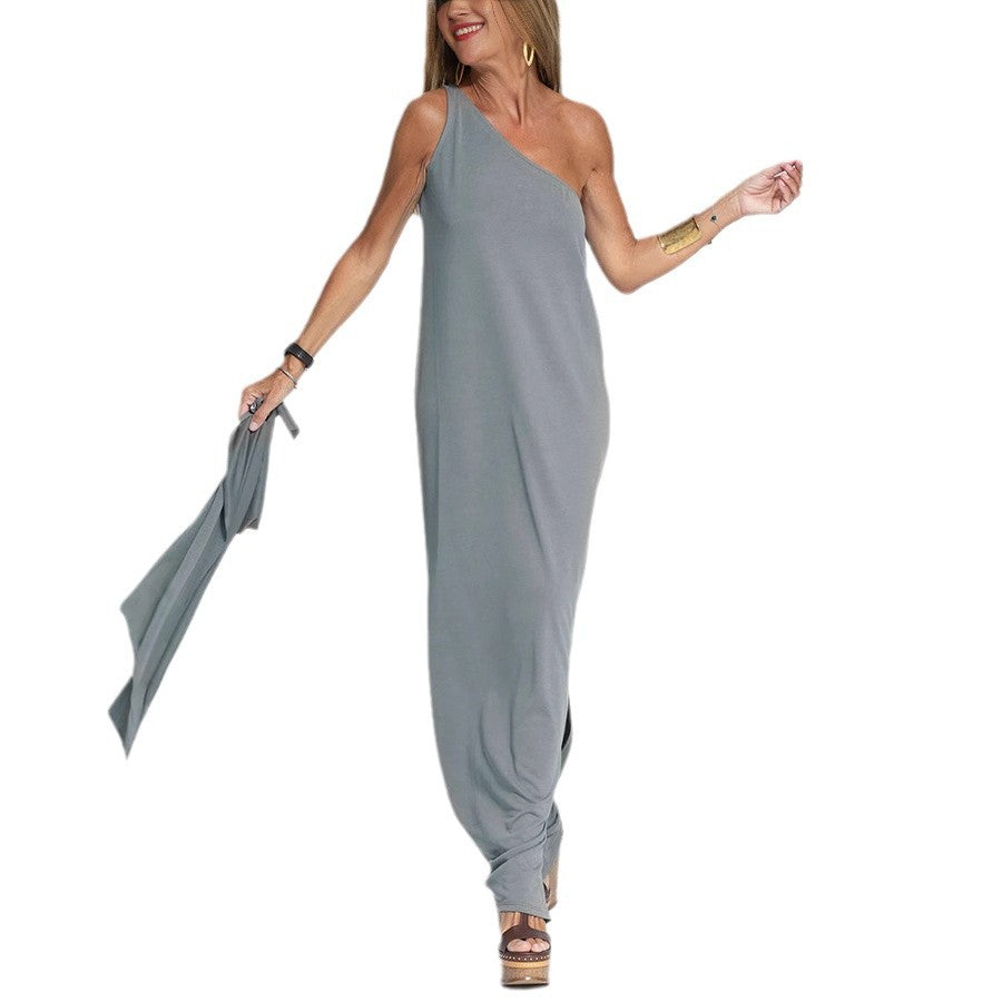 Women's Summer Split Solid Color Fashion Long Dresses
