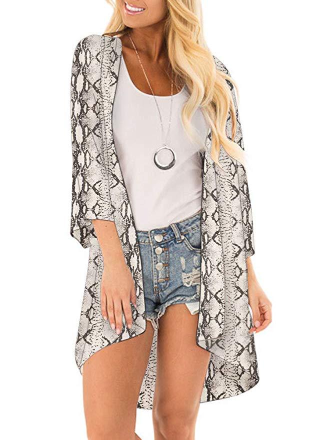 Flower Chiffon Digital Printing Bikini Kimono Blouses