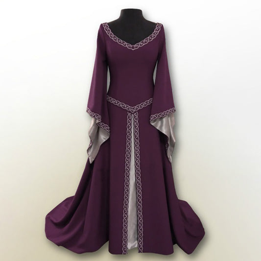 Women's Classical Halloween Christmas Long Sleeve Embroidered Crew Dresses