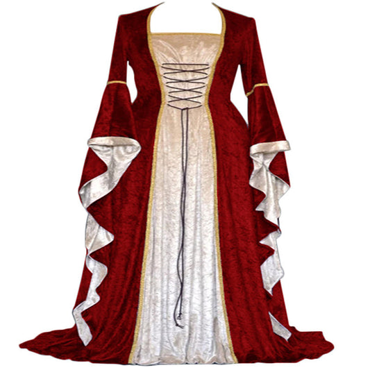 Women's Gold Veet Bell Sleeve Retro Medieval Dresses