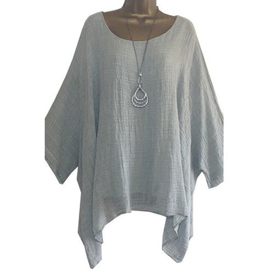 Women's Summer Irregular Sleeve Hem Fashion Solid Blouses