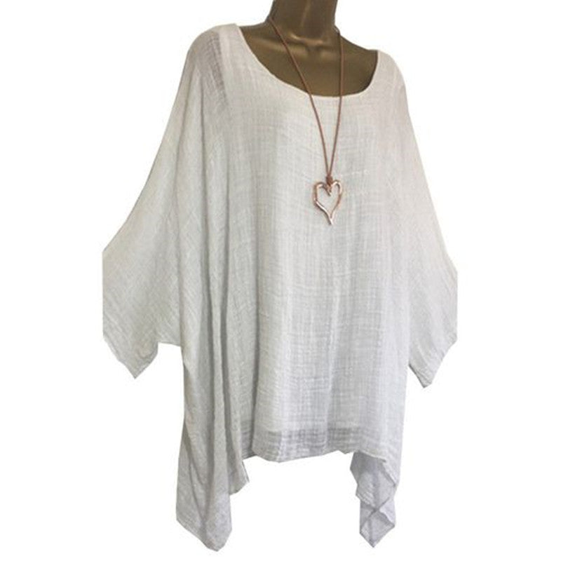 Women's Summer Irregular Sleeve Hem Fashion Solid Blouses