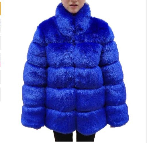 Women's Fur Imitation Fox Faux Slimming Stand Coats