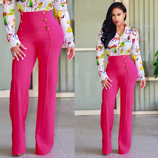 Fashion Cool Double Breasted Flared Five Pants