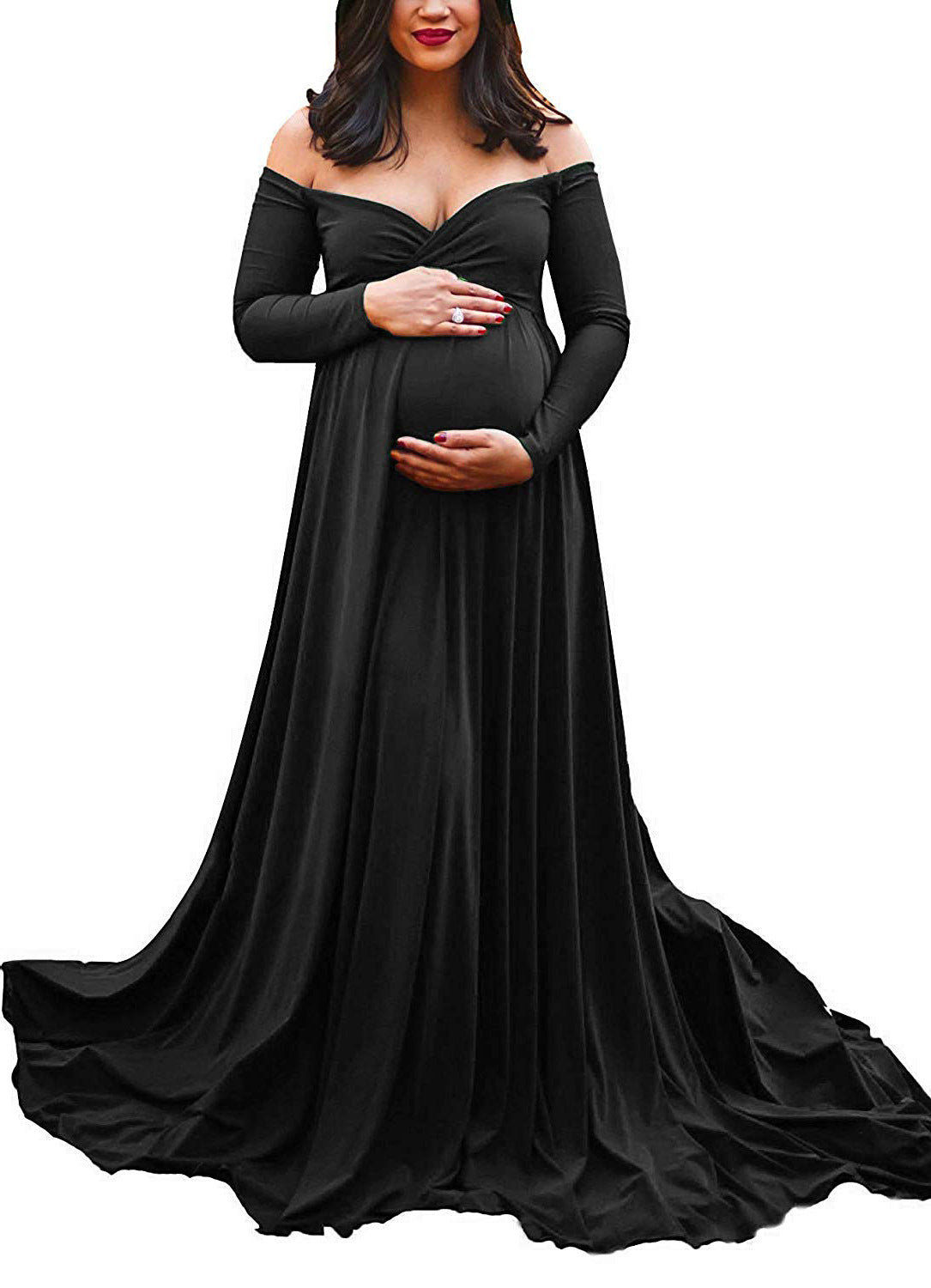 Women's Mercerized Cotton Trailing Expandable Dress Long Dresses
