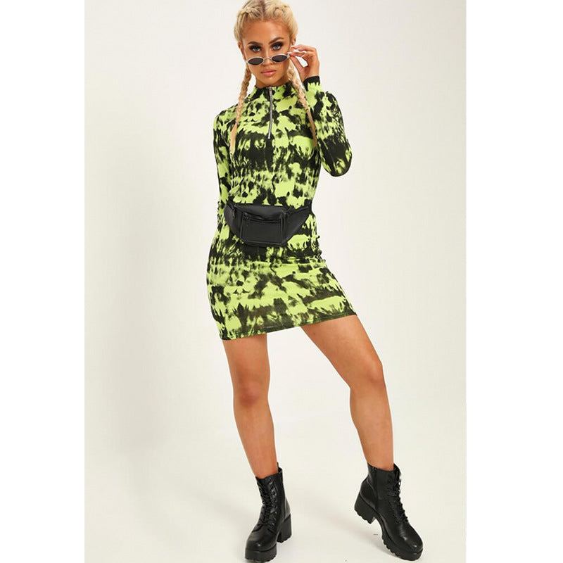 Women's Fashion Printed Dress Long Sleeve Skirts