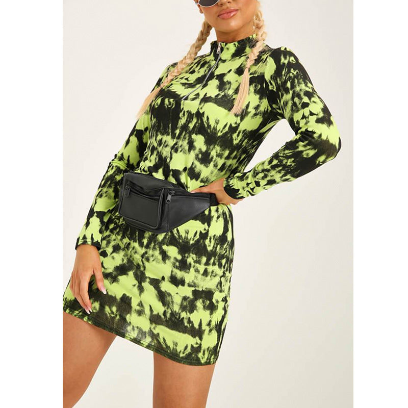 Women's Fashion Printed Dress Long Sleeve Skirts