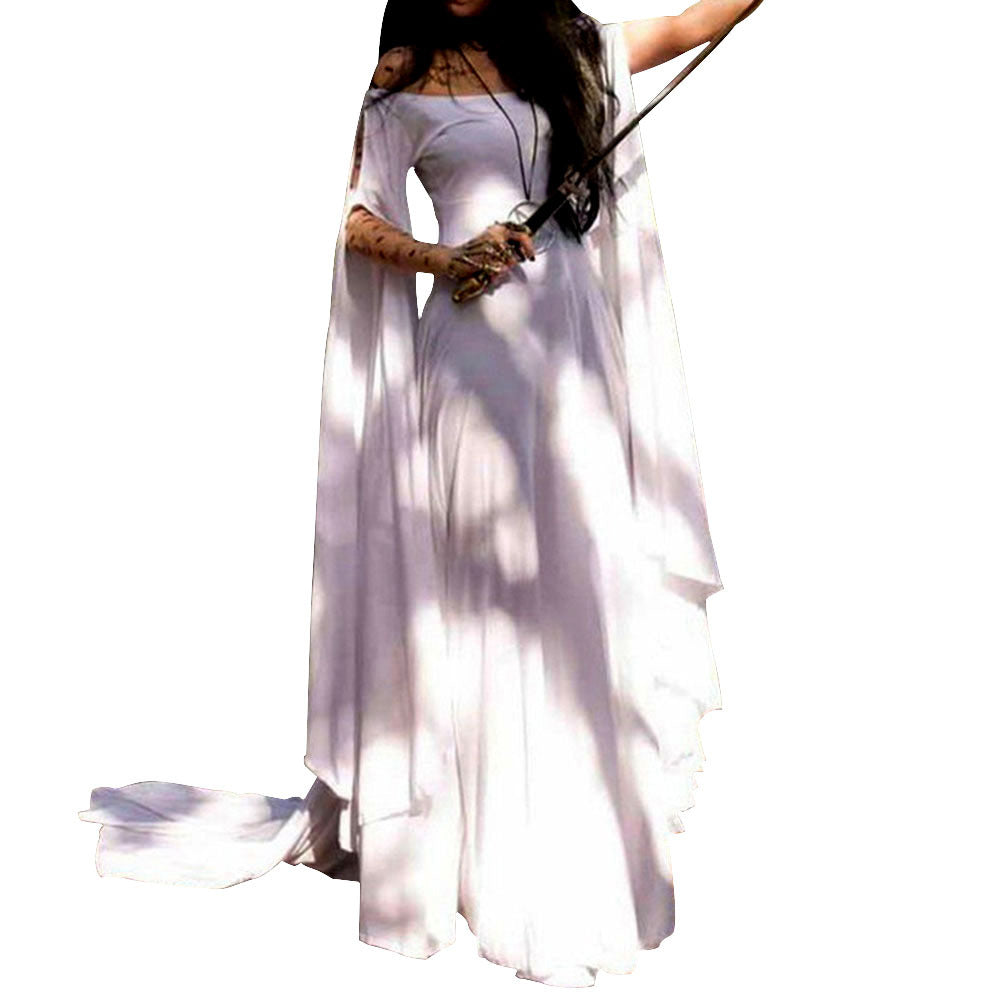 Women's Long-sleeved Round Neck Belt Dress Halloween Dresses