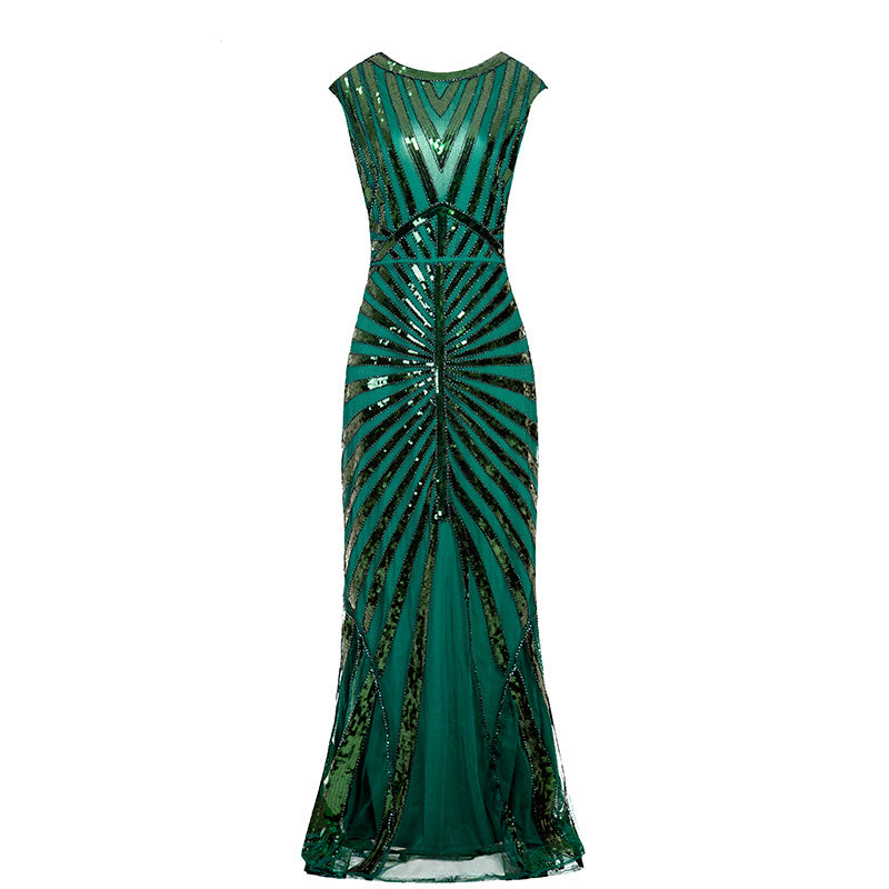 Sequined Fishtail Hem Long Slim Dress Wedding Dresses