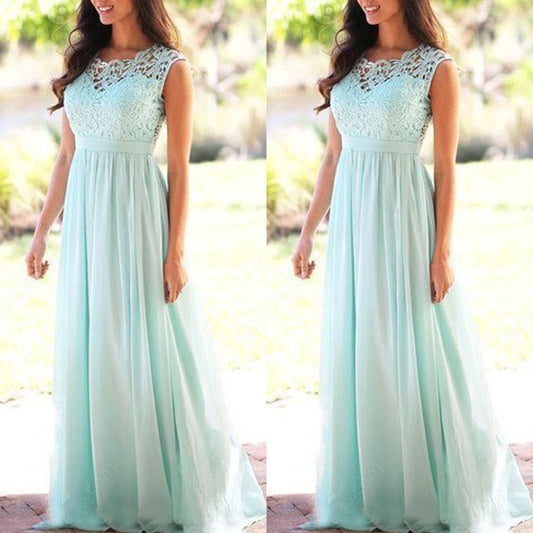 Round Neck Sexy Lace Dress Chiffon Dresses