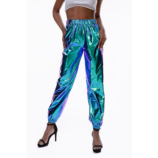 Women's Casual Sports Street Hip Hop Party Shiny Colorful Trousers Pants