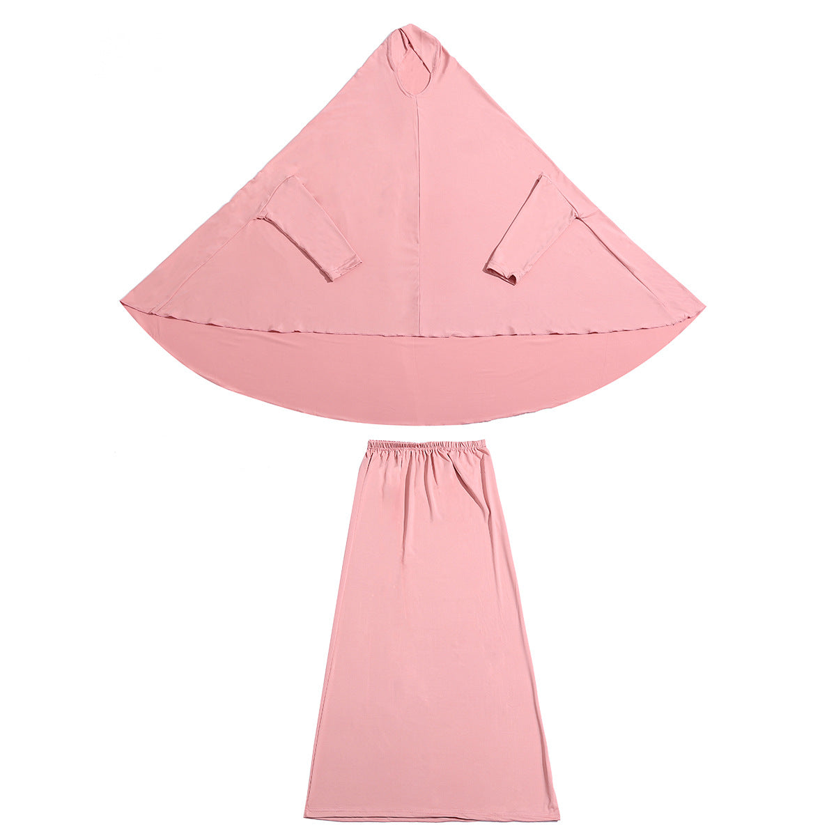 Children's Solid Color Milk Silk Hooded Batwing Sleeve Dress