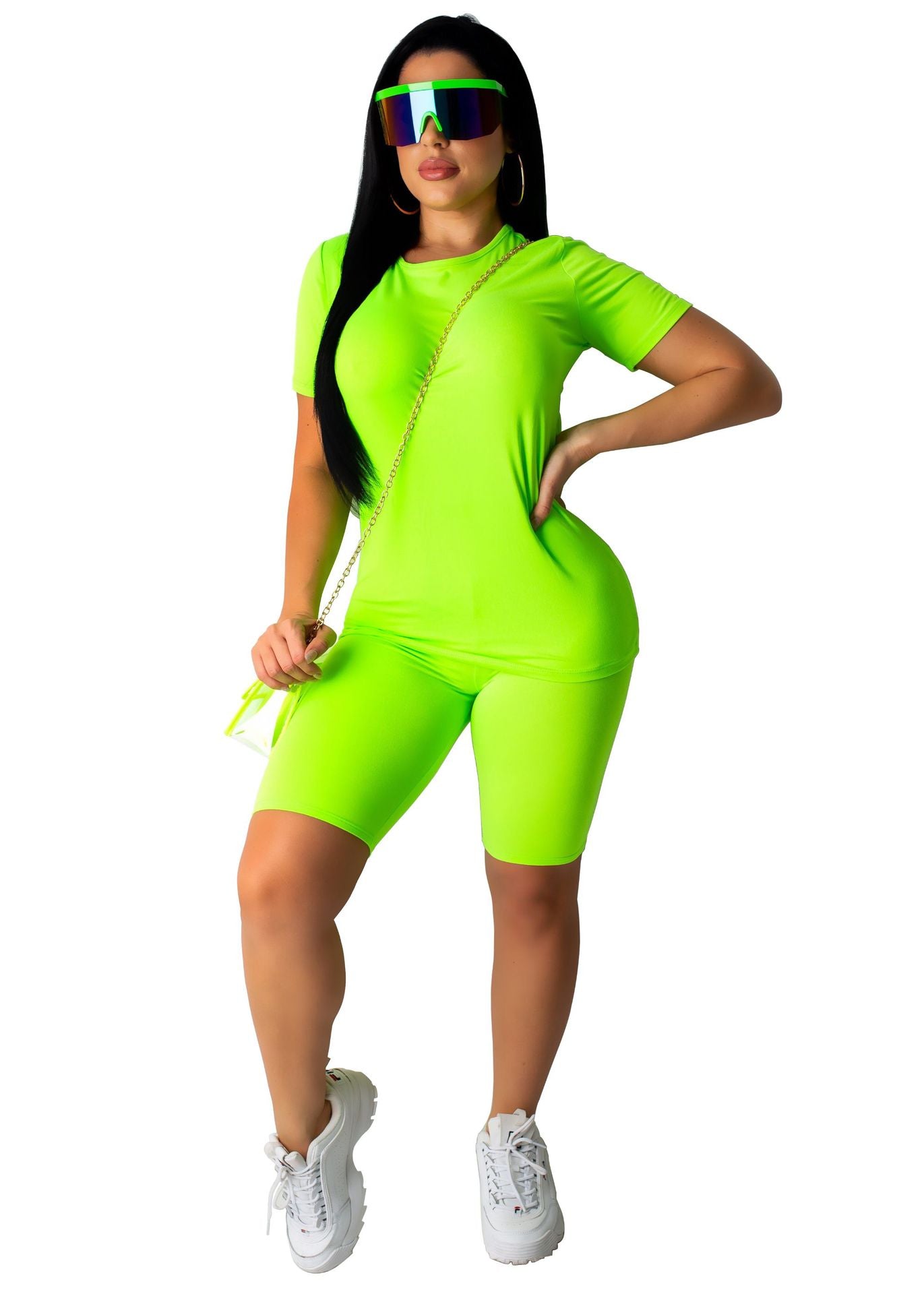 Women's T-shirt Summer Solid Color Casual Fitness Suits