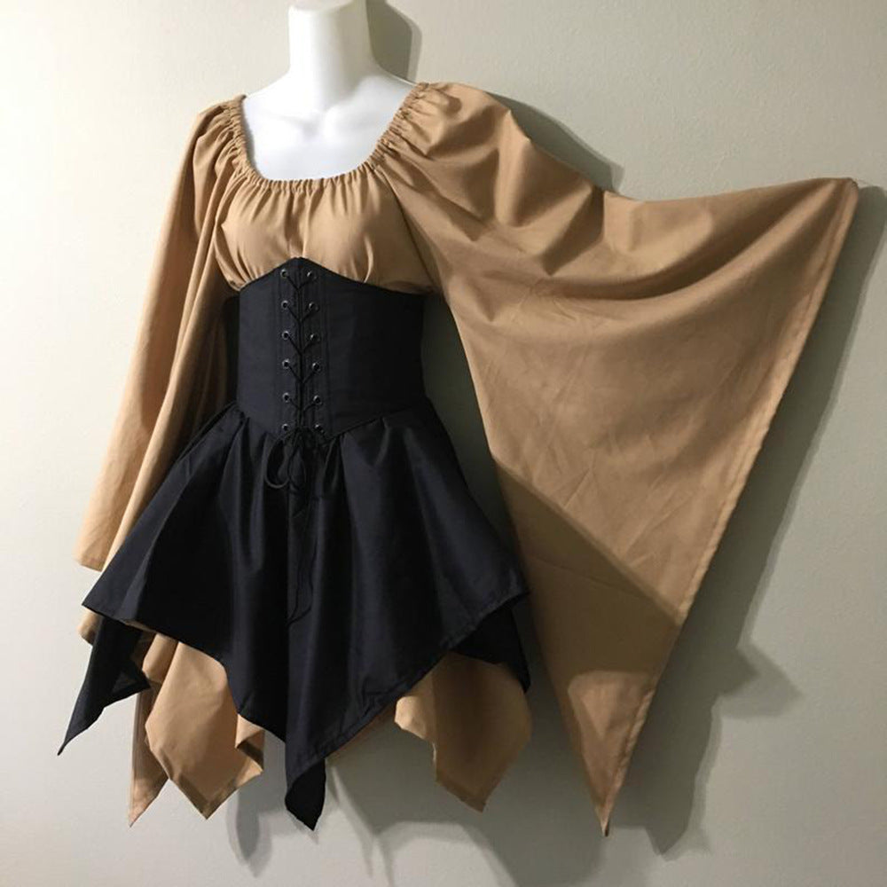 Women's Long Sleeve Medieval Versatile Temperament Commute Dress
