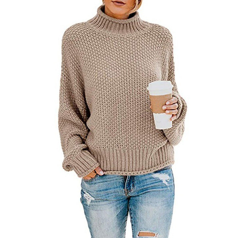 Thick Needle Half Turtleneck Pullover Loose Sweater