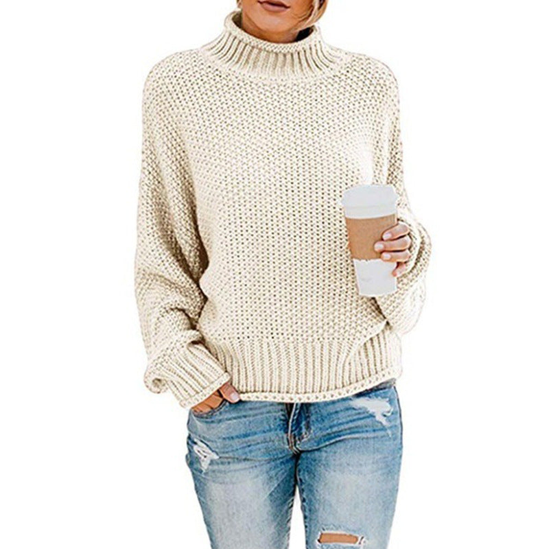 Thick Needle Half Turtleneck Pullover Loose Sweater