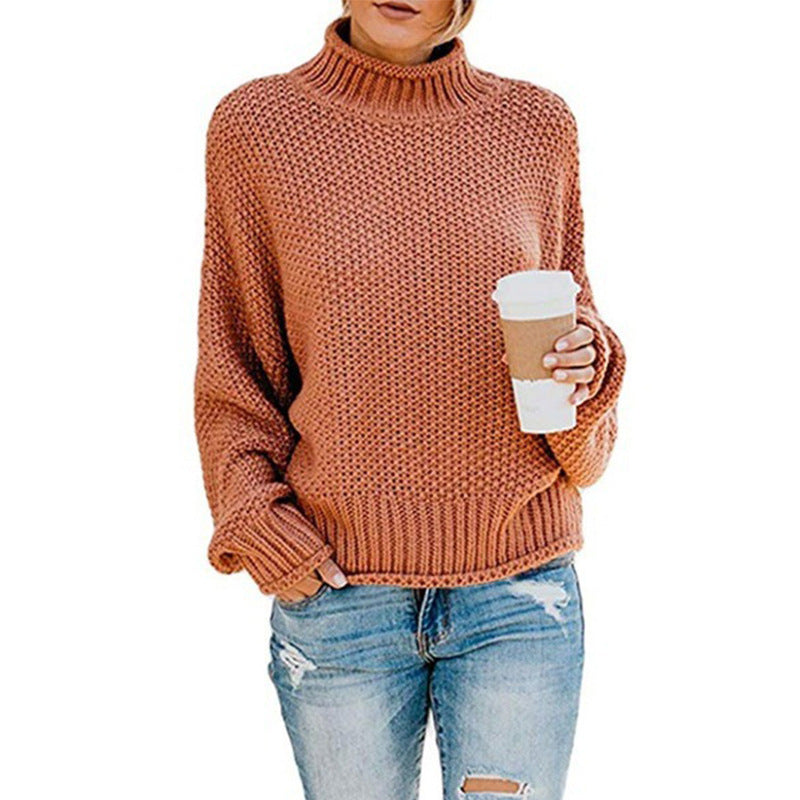 Thick Needle Half Turtleneck Pullover Loose Sweater