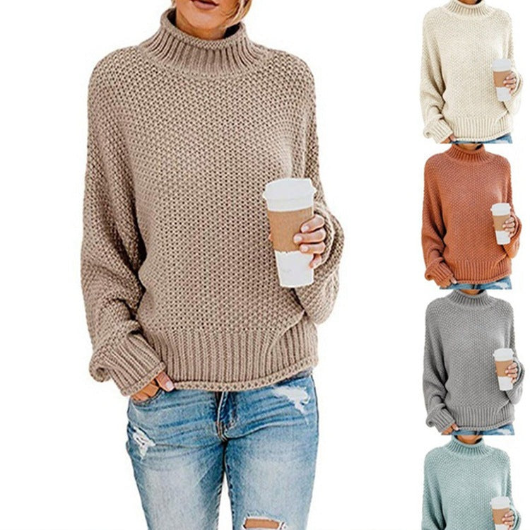 Thick Needle Half Turtleneck Pullover Loose Sweater