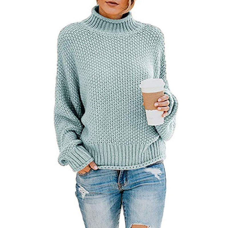 Thick Needle Half Turtleneck Pullover Loose Sweater