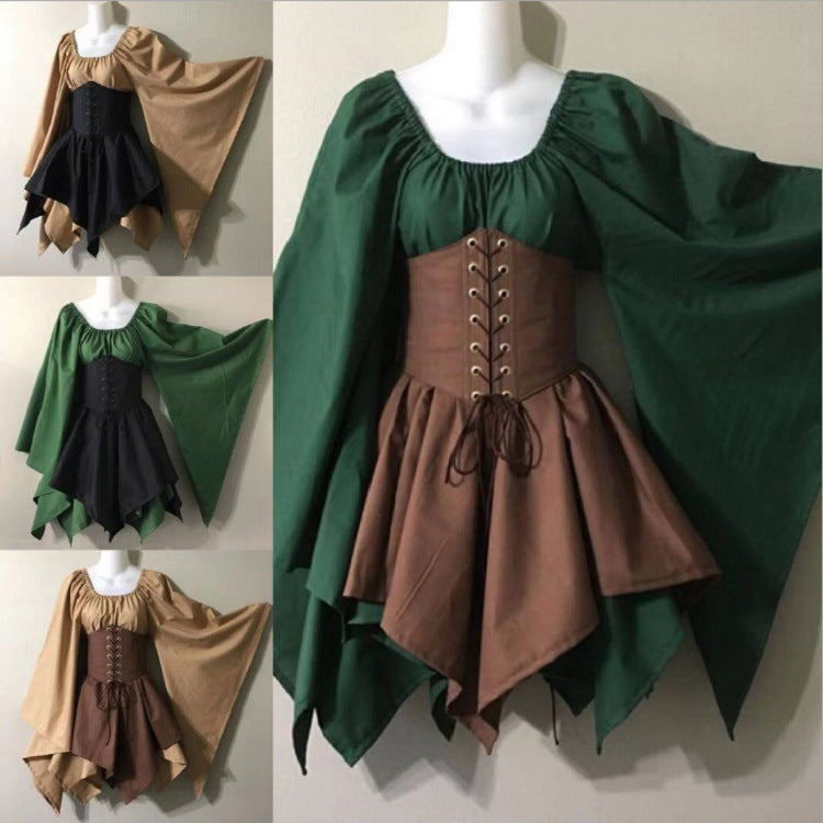 Women's Long Sleeve Medieval Versatile Temperament Commute Dress