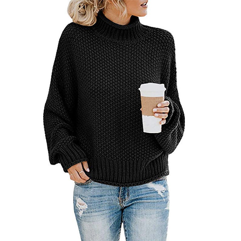 Thick Needle Half Turtleneck Pullover Loose Sweater
