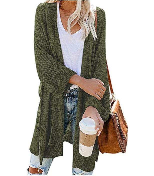 Women's Spring Large Mid-length Solid Color Knitted Women's Sweater