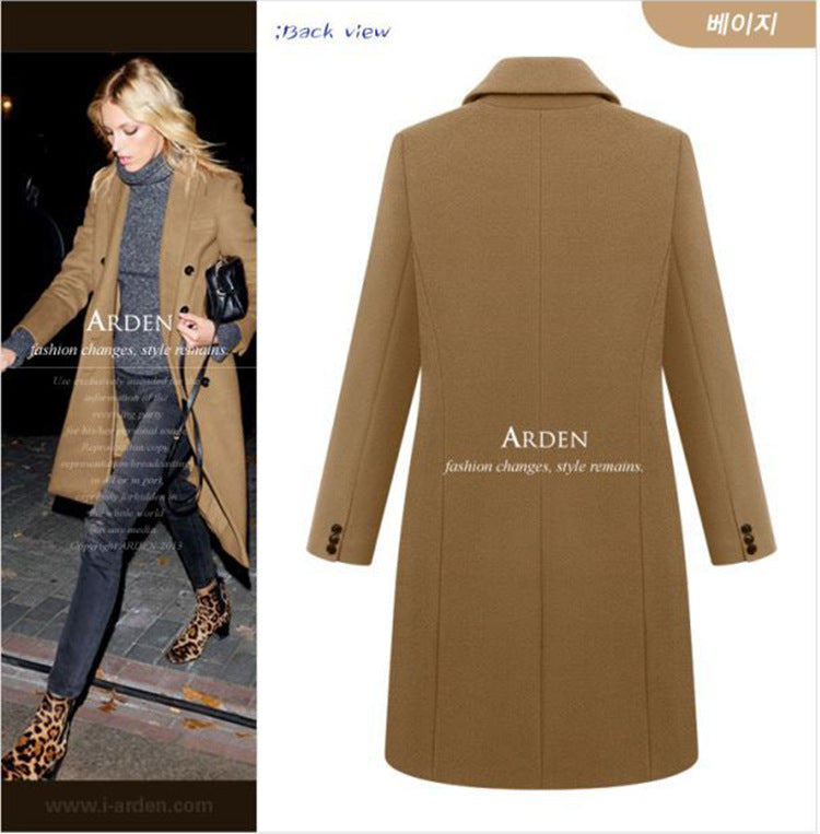 Women's Classic Fashion Mid-length Woolen Double-breasted Coats
