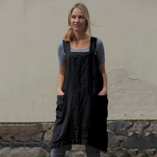 Women's Linen Apron Long Circumference Home Wear Dresses