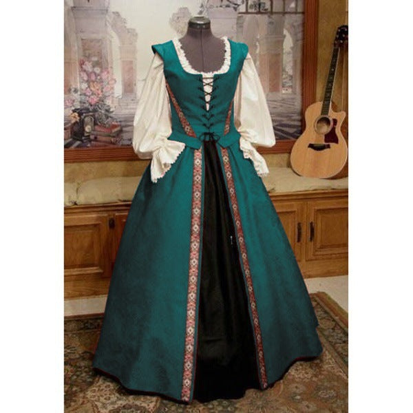 Renaissance Style Cinched Large Swing Two-piece Dresses