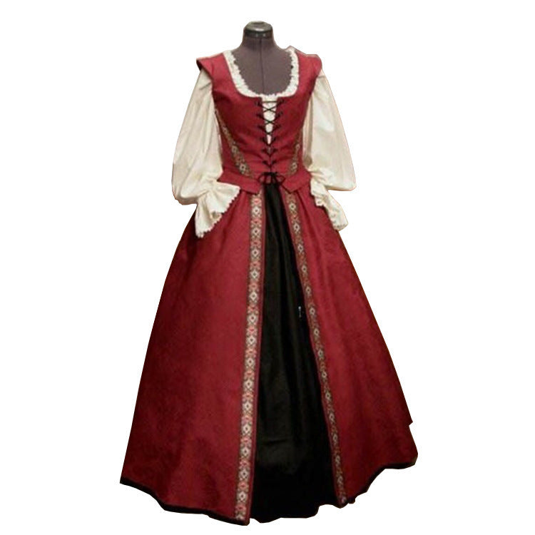 Renaissance Style Cinched Large Swing Two-piece Dresses