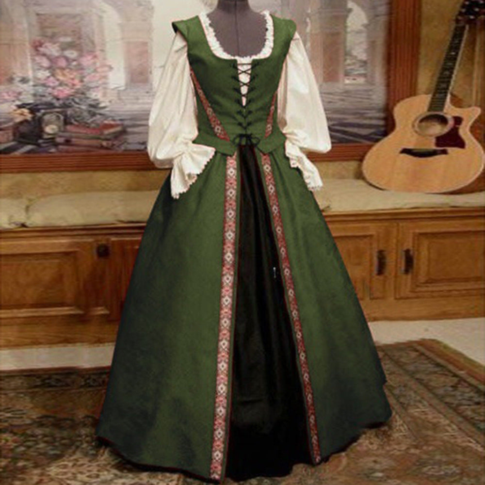 Renaissance Style Cinched Large Swing Two-piece Dresses