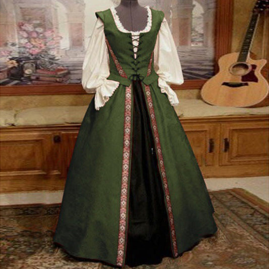 Renaissance Style Cinched Large Swing Two-piece Dresses