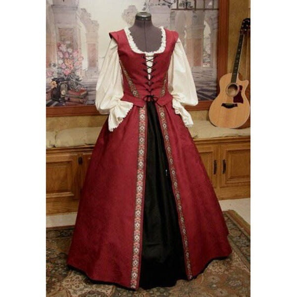 Renaissance Style Cinched Large Swing Two-piece Dresses