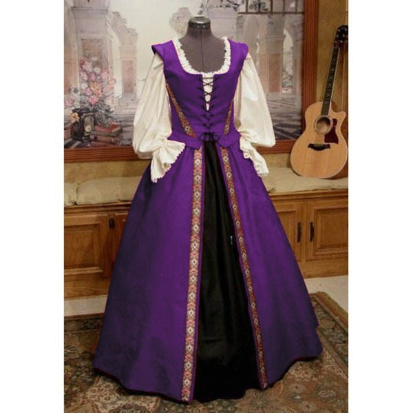 Renaissance Style Cinched Large Swing Two-piece Dresses