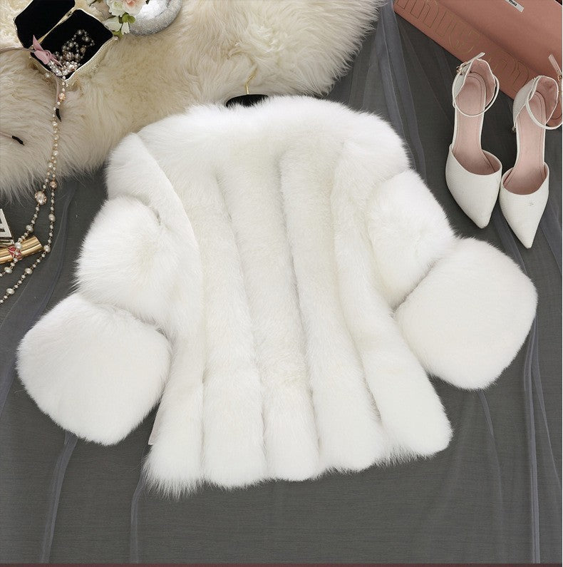 Women's Imitation Fur Fox Stitching Artificial Coats