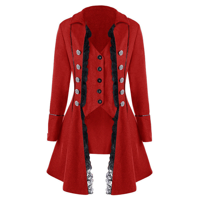 Women's Solid Color Long Sleeve Three Breasted Coats